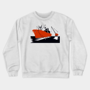 Cargo Ship with Crane Retro Crewneck Sweatshirt